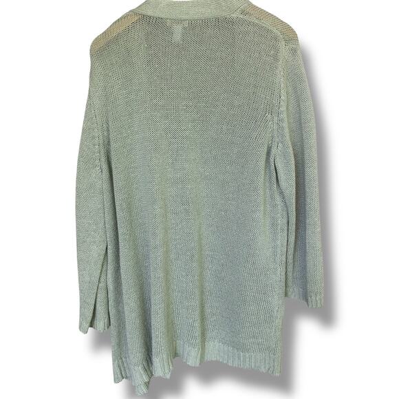 Chico's Cardigan Women's Size 3 (XL) Open Knit Pockets Polished Limestone - Picture 3 of 6
